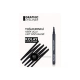 Flormar Graphic Eyeliner - Liqud Eyeliner in Blackest Black  - 1.0 Ml